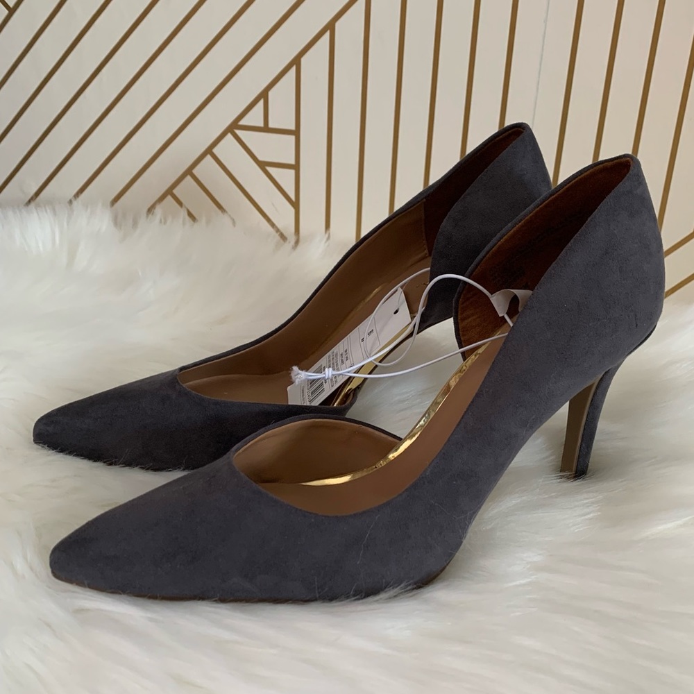 Merona NWT Size 8.5 Wide Grey Faux Suede D’Orsay Heel Lainee d’Orsay Pump